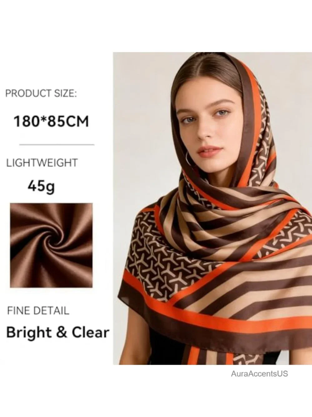 Large Silk Shawl Scarf for Women Lightweight Satin Wrap Fashion Neck Scarf